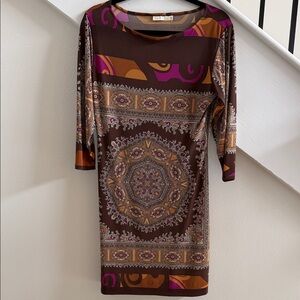 Chic Multicolor Patterned 3/4 Sleeve Sheath Dress